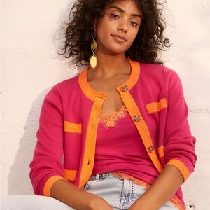Vibrant Women's Cardigan in Pink and Orange
